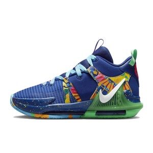 Nike LeBron Witness 7 GS 'Kaleidoscope' basketball Shoes Deep Royal Blue Sz 3.5Y
